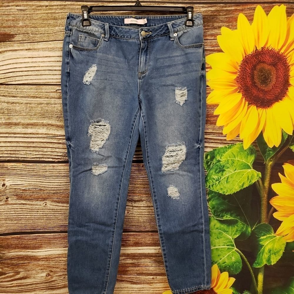 Justfab Distressed med wash jeans 29 Pre-owned - Picture 1 of 4